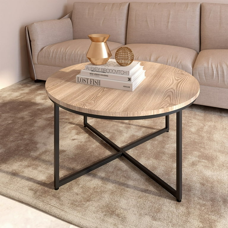 Living Room Wooden Coffee Tables Round Small Space Metal Side