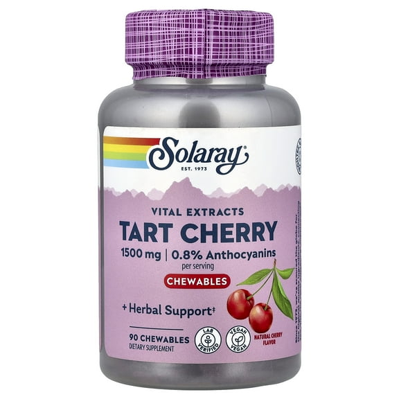 Solaray Vital Extracts Tart Cherry, Natural Cherry, 90 Chewables (500 mg per Chewable)