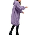 thumbnail image 5 of Elainilye Fashion Womens Winter Jacket Zipper V-Neck Pullover Tops Long Sleeve Hooded Blouse Sweatshirt Fleece Jacket,Purple, 5 of 8