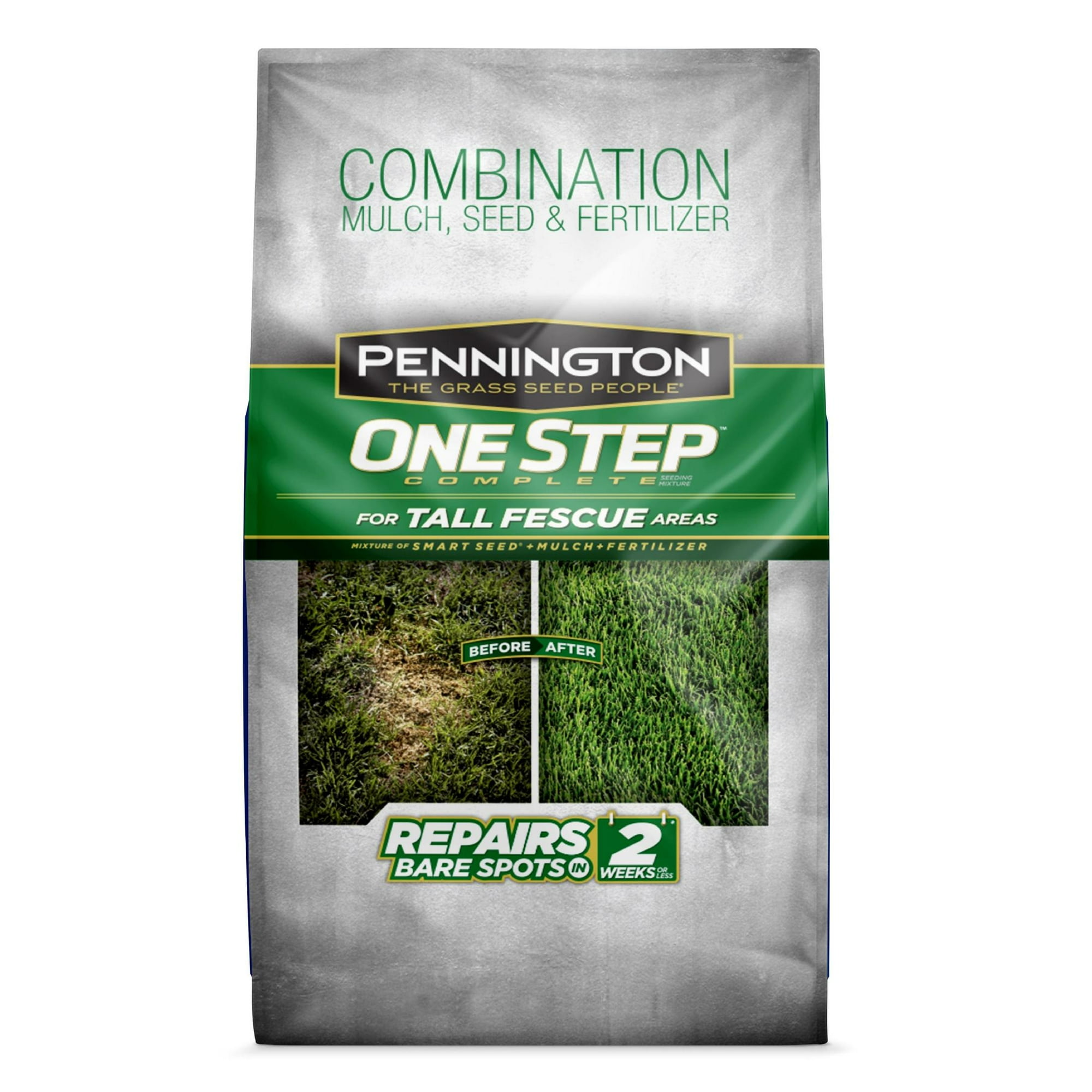 Pennington One Step Complete Tall Fescue Grass Seeds for Lawn, Patch and Repair Grass Seed Mix, Sun to Partial Shade, 5 lb