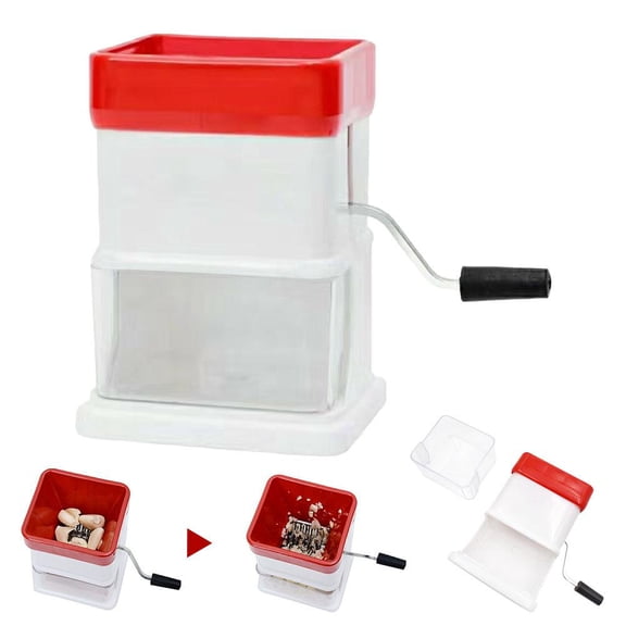 Pekkaxy Manual Food Chopper with Drawer Container, Hand Crank Vegetable Meat Nut Cutter, ABS Stainless Steel Kitchen Chopping Tool