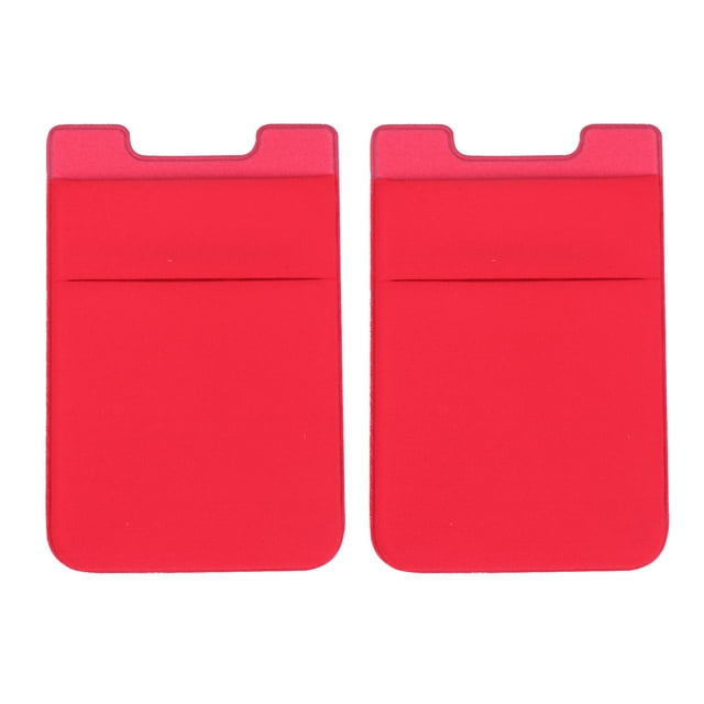 2 fundas adhesivas de doble capa para teléfono, con bolsillo trasero tipo parche (rojas)