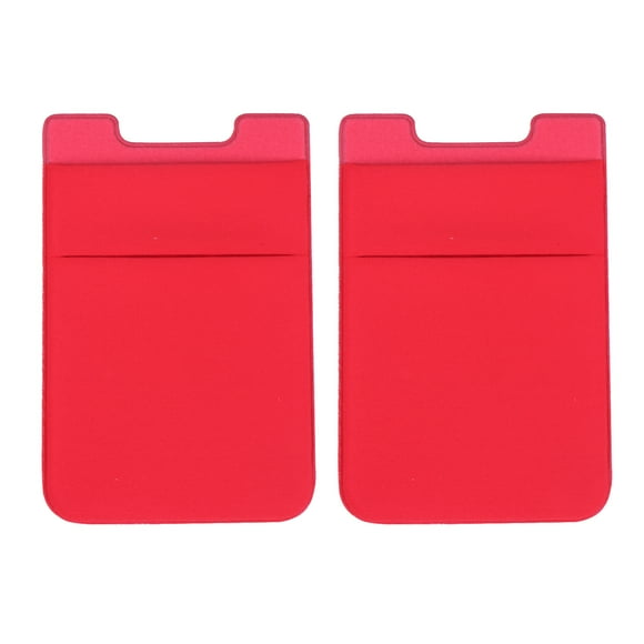 2pcs doble capa bolsa de teléfono adhesivo titular de la tarjeta teléfono celular parche trasero bolsillo cubierta (rojo)