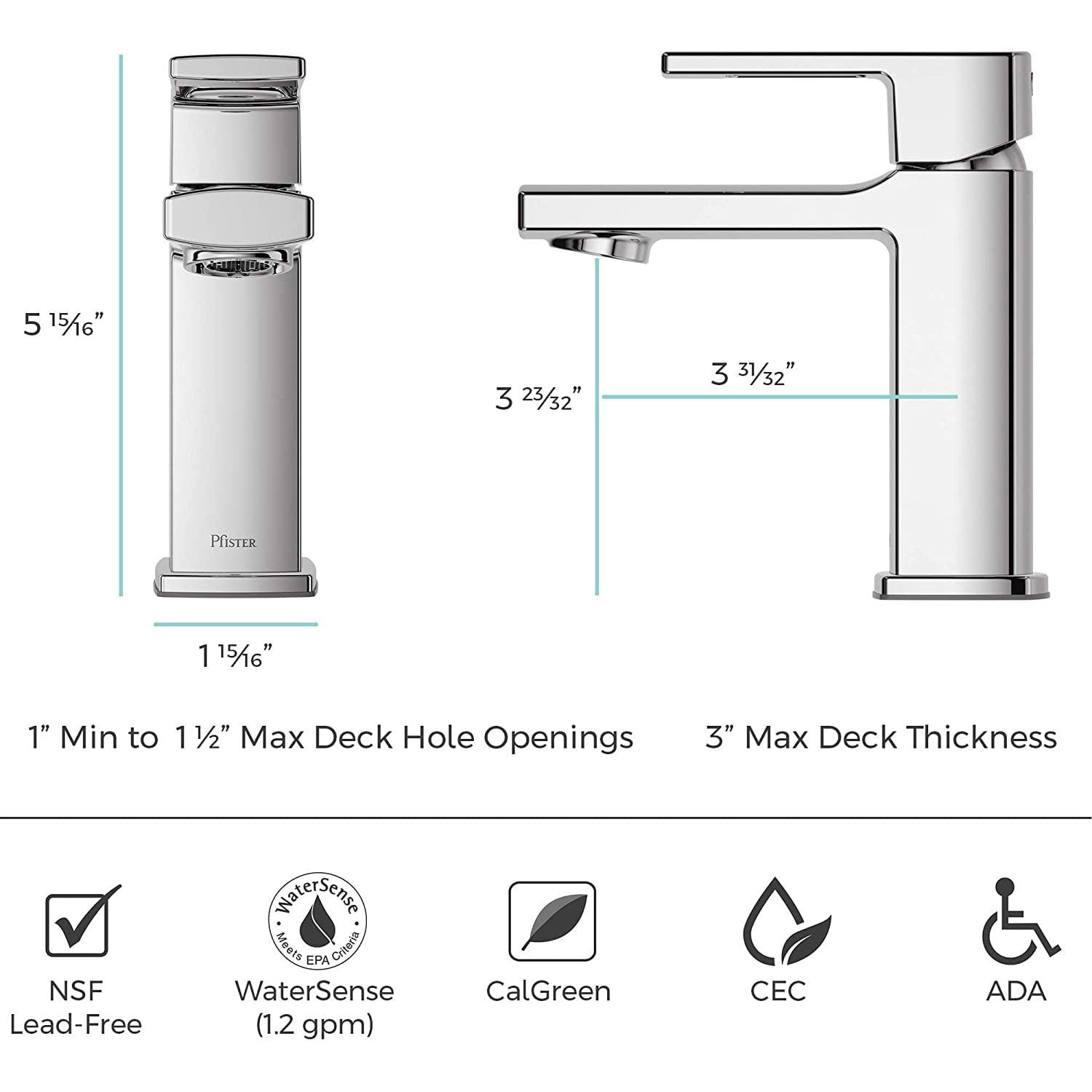 Pfister LG42DAPC Deckard Single Control 4" Centerset Bathroom Faucet in Polished Chrome