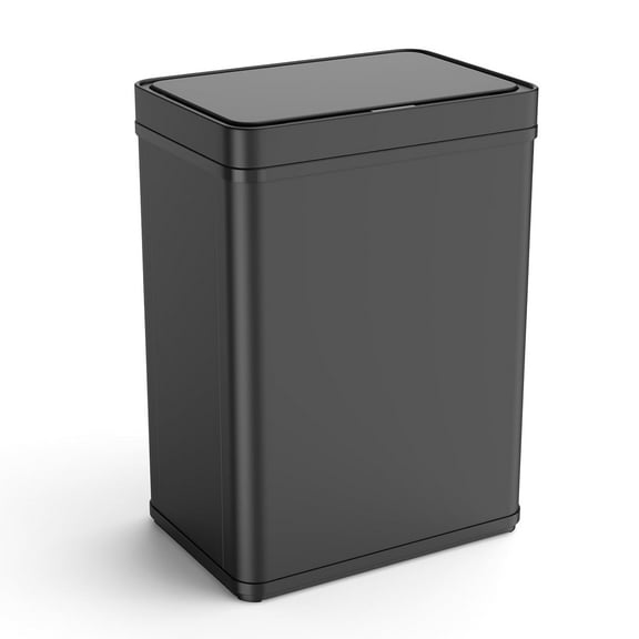 pouseayar Black 13 Gallon Stainless Steel Smart Automatic Trash Can with Deodorizer Compartment, Assemble Large Capacity Garbage Can