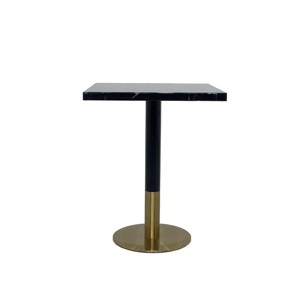 Garza Square Dining Table made of Faux Marble with Brushed Gold Details in White