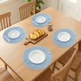 thumbnail image 3 of Round Placemats Set of 6 Woven Placemats for Dining Table Decor Indoor Kitchen Table Mat Wipe Clean Blue 15inch, 3 of 6