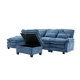 thumbnail image 6 of 106" U Shape Sectional Sofa Cloud Couch for Living Room, Comfy Modular Sofas with Double-layer Cushion, 4 Seat Chenille U-Shaped Sleeper Sofa with Chaise Lounge, Ottoman & Pillows, Navy, 6 of 9