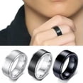 thumbnail image 6 of HOOUN Couple Rings Stainless Steel Finger Ring Anti-anxiety Rotating Rings Classic-silver-12, 6 of 9