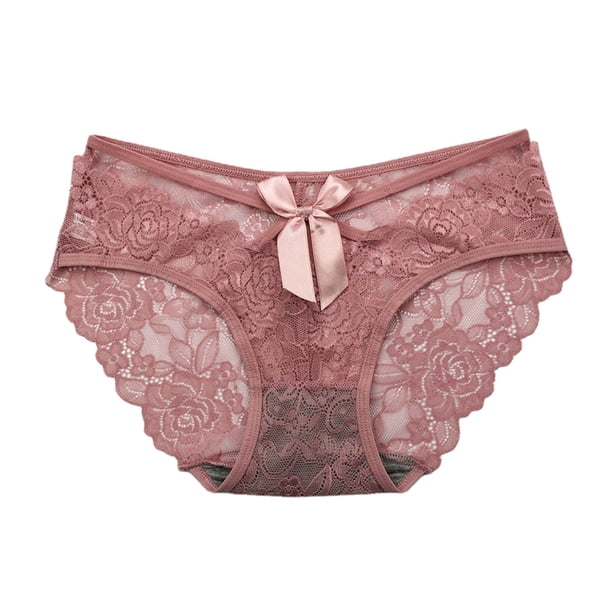 Gibobby Pantaleta Corte Frances de Algodón Encaje de mujer Sexy Encaje transpirable Ahueca hacia fuera y las nalgas Bragas breves puras(A,Talla única)