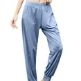 thumbnail image 2 of HVOBTTY Womens Straiht Leg Joggers, Summer Pants for Women, Womens Soft Casual Solid Color Sports Fleece Yoga Elastic Loose Breathable Sports Long Pants Blue, S, 2 of 4