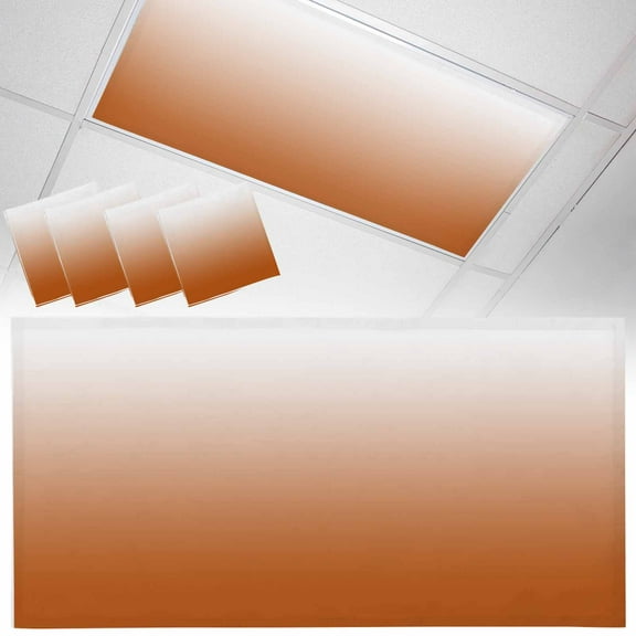 4 Pack Magnetic Fluorescent Light Covers, 2x4 Ft, Abstract Ombre Orange White Texture Magnetic Light Covers for Ceiling Lights Classroom Office Home Decor