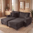 thumbnail image 6 of Poshby Storage Ottoman Coffee Table with Chenille Material, Solid Wood Leg for Living Room, Dark Gray, 6 of 7