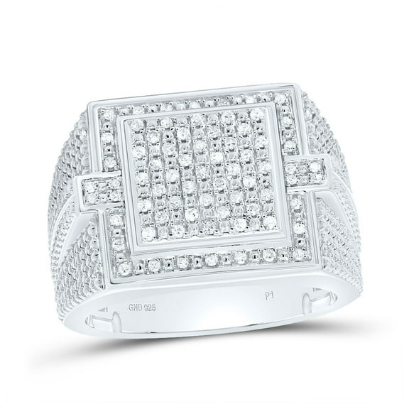 Sterling Silver 1/3 Cttw Diamond Men's Ring, Men Size: 8-12