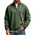 thumbnail image 3 of Quarter Zip Sweatshirt for Men Waffle Knitted Pullover Casual Long Sleeve Lapel Polo Sweatshirts Fall Winter Jackets,2XL, 3 of 7