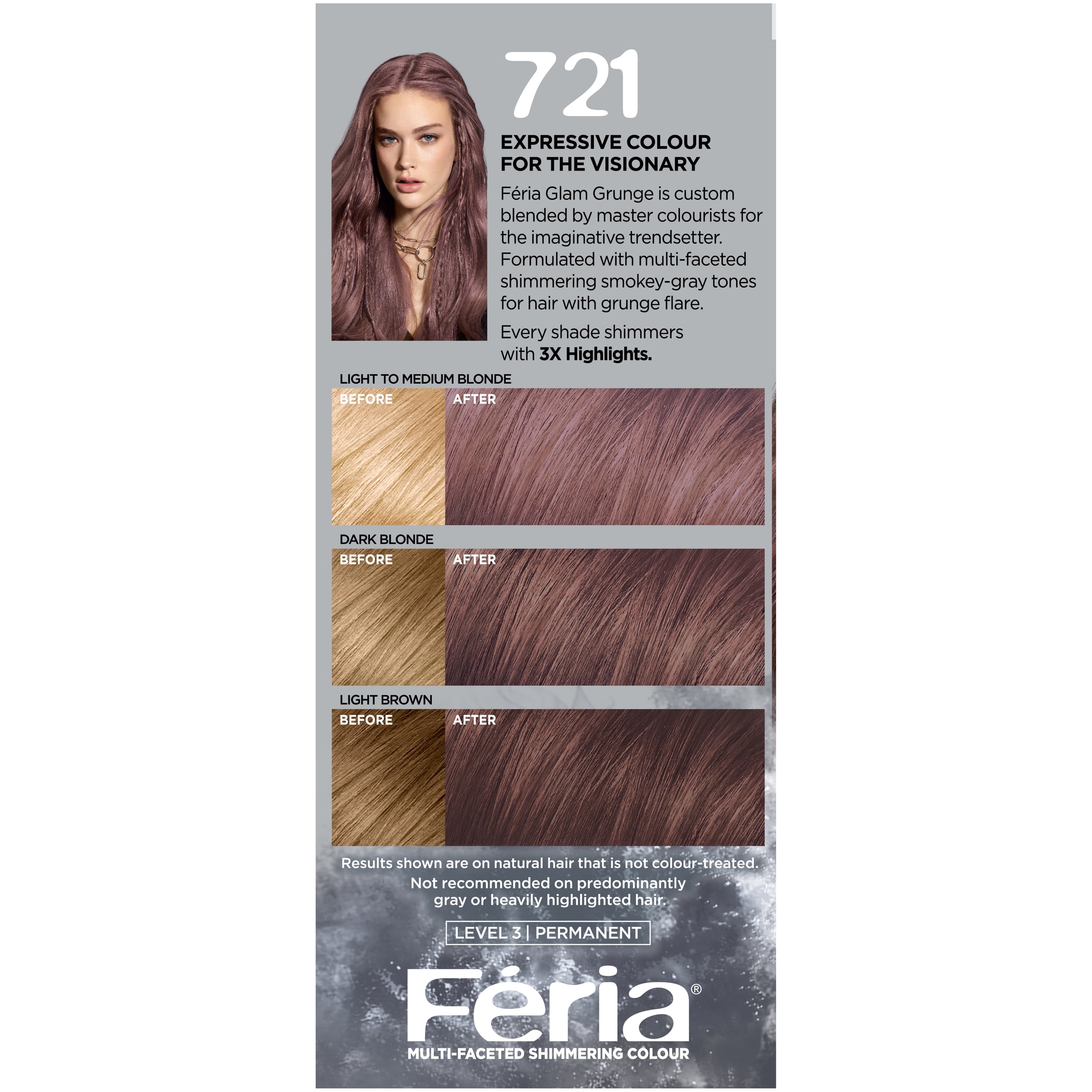L'Oreal Paris Feria Permanent Hair Color, 721 Dusty Mauve 