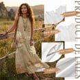 thumbnail image 6 of Xoenoiee Lotus Flower Leaves Seed Pods Print Women's 2026 Summer Casual Crewneck Boho Maxi Dress, Ankle-Length Sleeveless Sundress with Pocket, Cotton Linen Loose Fit Tank Dress Resort Wear, 4XL, 6 of 7