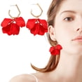 thumbnail image 4 of TNOBHG Elegant Rose Petal Dangle Earrings 1 Pair Rose Petal Drop Earrings Long Style Exaggerated Dangle Earrings Bright Color Jewelry Accessories Bohemian, 4 of 8