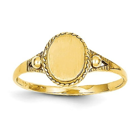14k Yellow Gold Engravable Childs Fancy Signet Ring