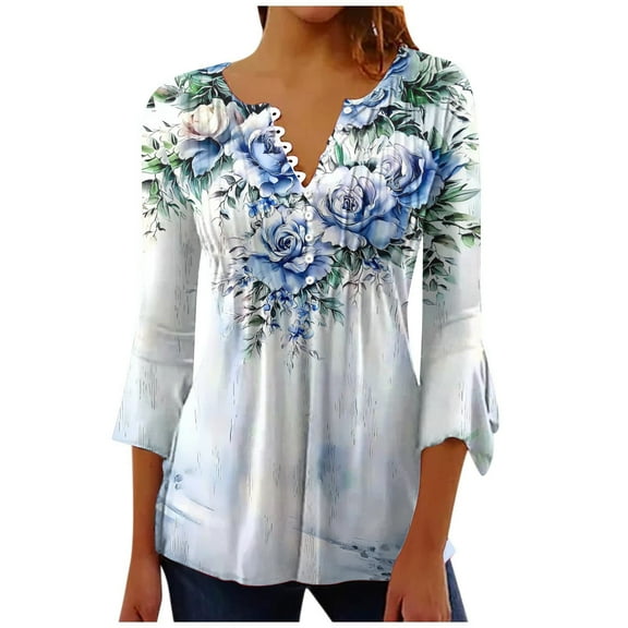 Womens Tops, Womens Tops Dressy Casual Sexy Plus Blue Print Blouses for Women Womens Plus Size T Shirts Loose Fit Yoga Tops Women Oversized Short Sleeve Tunic Tops for Women XS