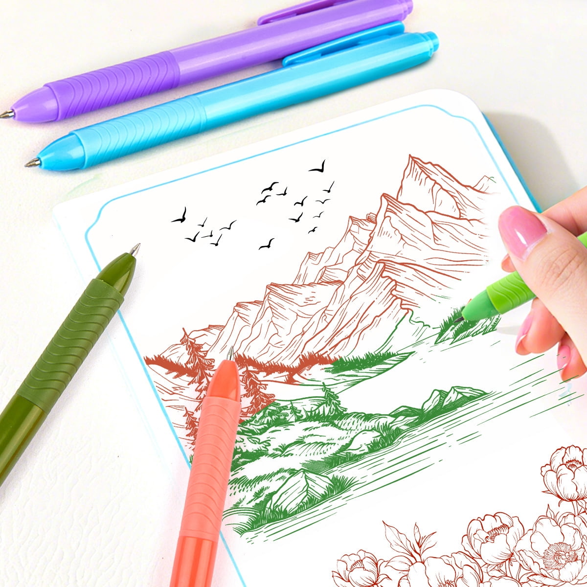 Retractable Gel Ink Pens, 0.5mm Extra Fine Point Tip, Journaling Smooth Writing Note Taking Coloring