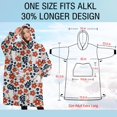 thumbnail image 4 of Oversized Wearable Blanket Hoodie,White Baseballs with Red Flowers Pattern Sherpa Blanket Hoodie with Super Pockets,Super Warm Fuzzy Pullover for Women & Men, 4 of 6