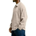 thumbnail image 3 of Men Waffle Sweatshirt Casual Long Sleeve Loose Lightweight Pullover Tops Sweaters Fashion Fall Winter Clothes, 3 of 6