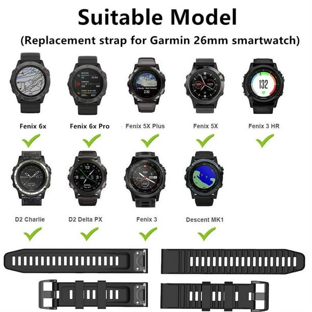 Bracelets de rechange pour Garmin Fenix 3 HR, pour Garmin Fenix 5X/6X