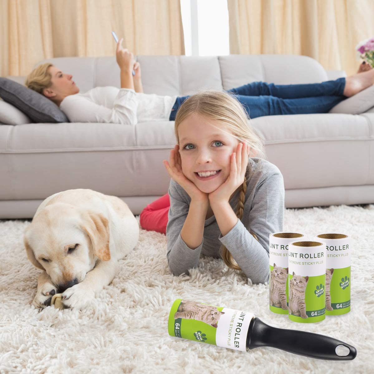 Rouleau Anti-peluches Pour Poils D'animaux - Lot De 5 Rouleaux Avec 450 Feuilles - Pelage Facile