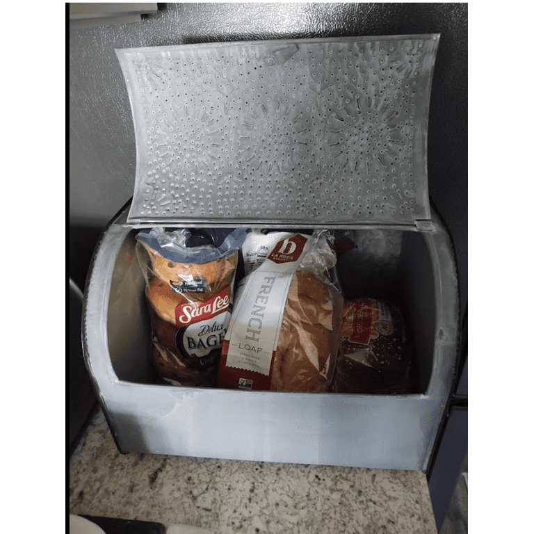 Rustic Metal Bread Box in Weathered Zinc Vintage Farmhouse
