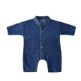 thumbnail image 3 of Toddler Jumpsuits For Boy Baby Girls Boys Solid Cotton Autumn Long Sleeve Romper Jumpsuit Jeans Clothes Dark Blue Cute Homewears 2 Years-3 Years, 3 of 7