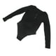thumbnail image 4 of Body de cuello en V, manga larga, acanalado, botones en la parte delantera, de punto ajustado para mujer, verano, primavera, negro, talla única, 4 of 15