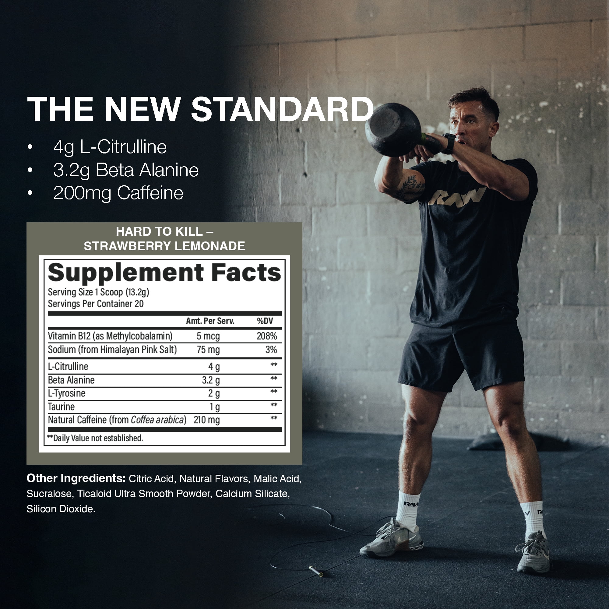 Raw Nutrition x GBRS Group Essentials Pre Workout Powder, Hard to Kill Strawberry Lemonade, 20 Servings