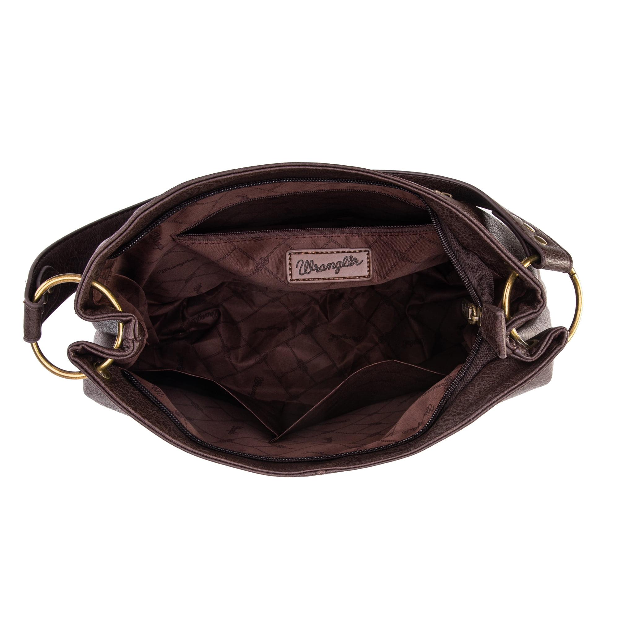 Wrangler Hobo Bags for Women Leather Tote Bag Shoulder Bag Top Handle Satchel Purses and Handbags, Solid Coffee