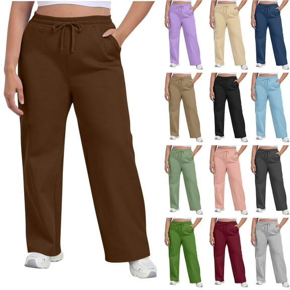 Dvprdro Women Plus Size Wide Leg Sweatpants Comfortable Outwear Elastic Waist Drawstring Sports Baggy Trousers Fall Winter Loose Fitting Sweat Pants Gray 2XL