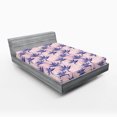 thumbnail image 2 of Ambesonne Strelitzia Fitted Sheet, Aquarelle Flowers Retro, Full Size, Dark Lavender Pale Pink, 2 of 5