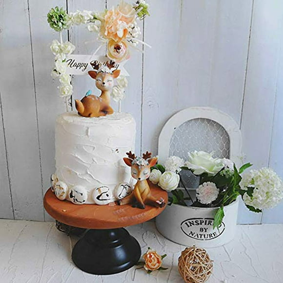 Baking Decoration,Cute Deer Cake Topper Cute Deer Cake Topper Resin Sika Deer Home Ornament Quality You Can Trust