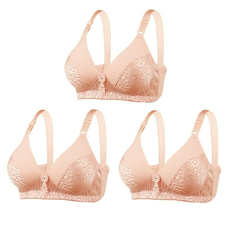 Elainilye Fashion Women Bras Wireless Solid Lace Plus Size Minimizer Underwire Push Up Bras Comfortable Bra