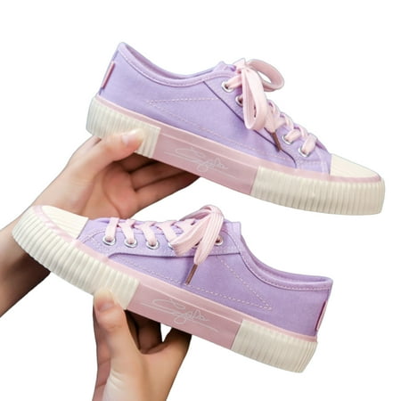 

Womens Canvas Sneakers Casual Low Top Lace Up Comfort Flat Shoes for Women Ladies and Teen Girls