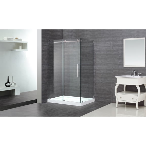 Aston SEN976-TR-CH-48-10-L 48" X 35" Completely Frameless Shower Enclosure - Chrome