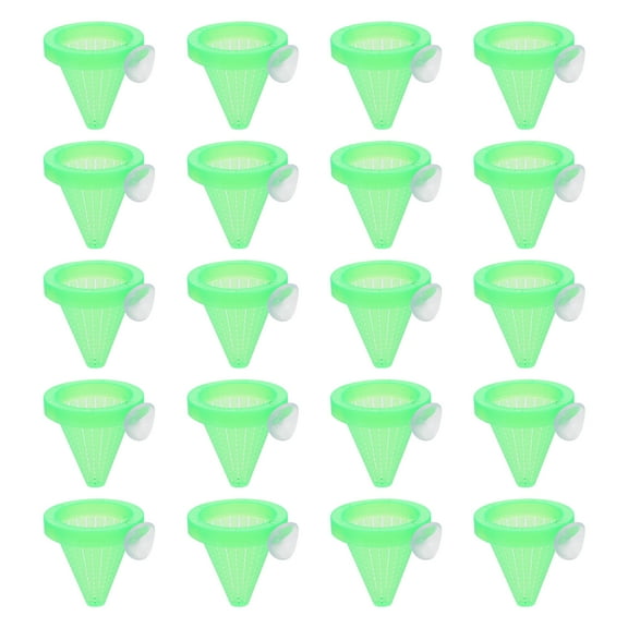 Fish Feeder with Suction Cup for Fish Use Protects Tank Water Quality 10 PCS Green Plastic