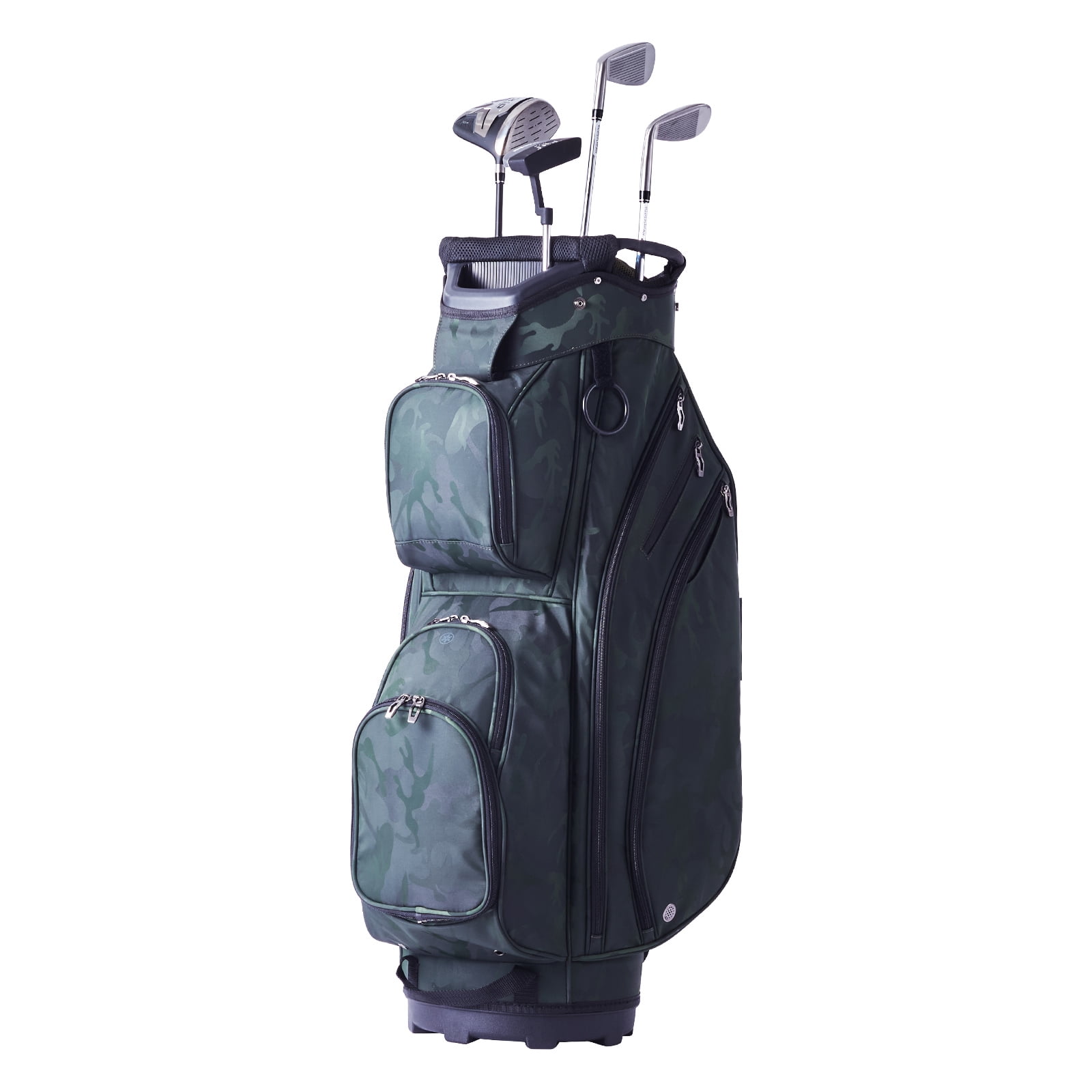 KFFKFF Golf Equipment Bag featuring 14-Section Divider, 36” 11-Compartment Premium Nylon Caddy Bag, Robust Golf Gear Bag with Handles, Dust Protector, and Removable Straps for Genders, Military Green