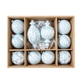 thumbnail image 4 of Light Green Embossed Vintage Christmas Ball Ornament Set Shatterproof Hanging Baubles for Xmas Tree Decor, 4 of 9