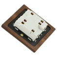 thumbnail image 4 of Toggle Light Rocker Switch 1/2 Way Retro Walnut Wood Plate Brass Lever 2 Gang, 4 of 10