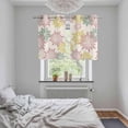 thumbnail image 4 of Geometric Flower Kitchen Curtains Window Panels, Vintage Country Floral Pink Green on Linen Insulated Window Treatment Curtain, Grommet Curtains for Bedroom/Living Room/Bathroom, 2 Piece 27.5"Wx39"L, 4 of 8