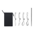 thumbnail image 1 of Juego de 5 piezas de vajilla para exteriores con bolsa de almacenamiento, prácticos cuchillos de tenedor Spork Saco negro Zulema Vajilla al aire libre, 1 of 8