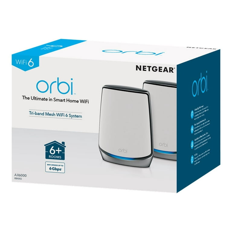 NETGEAR - Orbi RBK852 AX6000 Tri-Band Mesh WiFi 6 System with