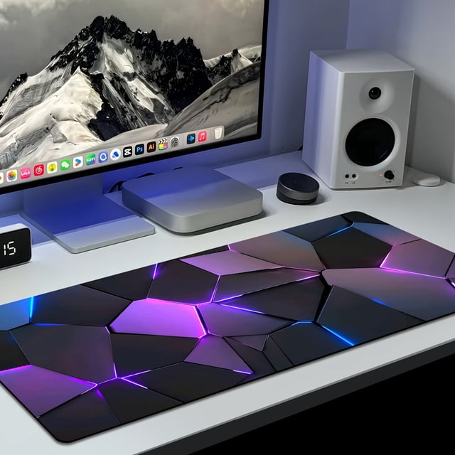 HLONK 1pc XL/XXL Polyester Geometric Glow Pattern Mouse Pad Large Durable Gaming Keyboard with Precision Stitching Non-Slip Rubber Backing - Ideal for Home Office Gaming Room and Gi