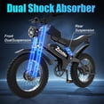 thumbnail image 2 of ZorixBike R8 Pro 3000W Peak Dual Motor Electric Bike for Adults, 20" x 4.0" Fat Tire All Terrain Ebike with 48V 20Ah Removable Battery, 35MPH Max Speed, 35° Climbing Ability, 5 Riding Modes, 2 of 8