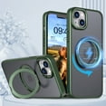 thumbnail image 2 of Magnetic Phone Case for iPhone 15 Plus Case, Phone Case with Magsafe Invisible Stand Kickstand Ring Holder Slim Thin Shockproof Anti-fall Translucent Bumper Women Men Cover Case,Green, 2 of 7